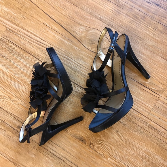Platinum BP Black Satin Sandals - Picture 2 of 12